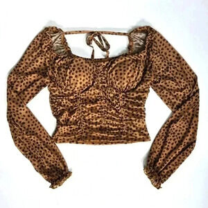 Dylan Ryan cheetah animal print long sleeve blouse sz XL